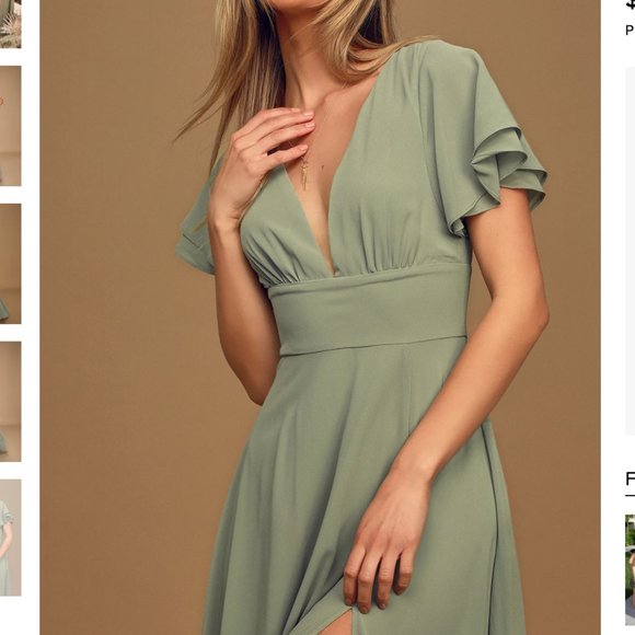 Sage Brush Flutter Sleeve Maxi Dress 